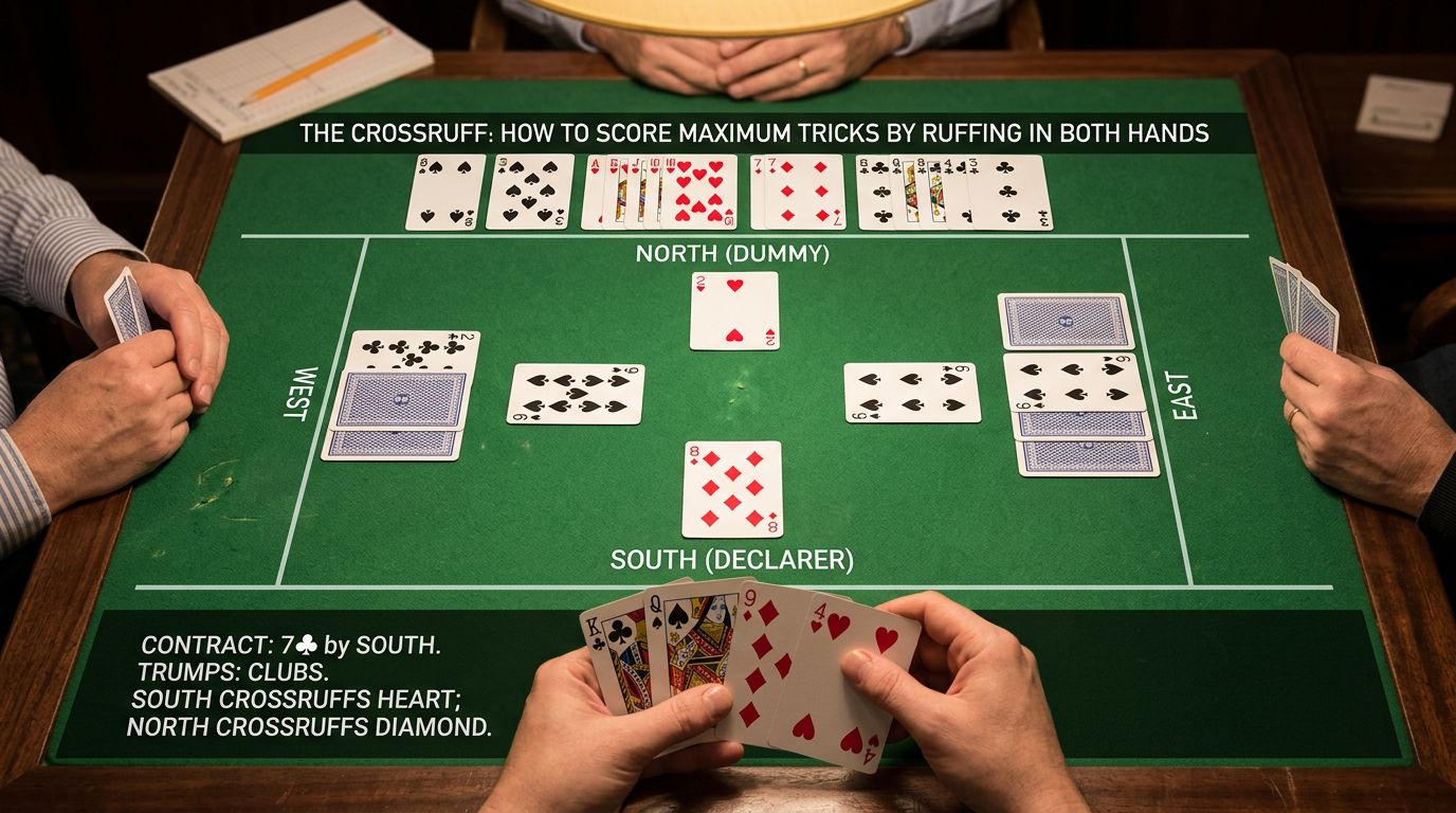 Master the bridge crossruff technique - learn when to crossruff instead of drawing trumps, how to cash side winners f...