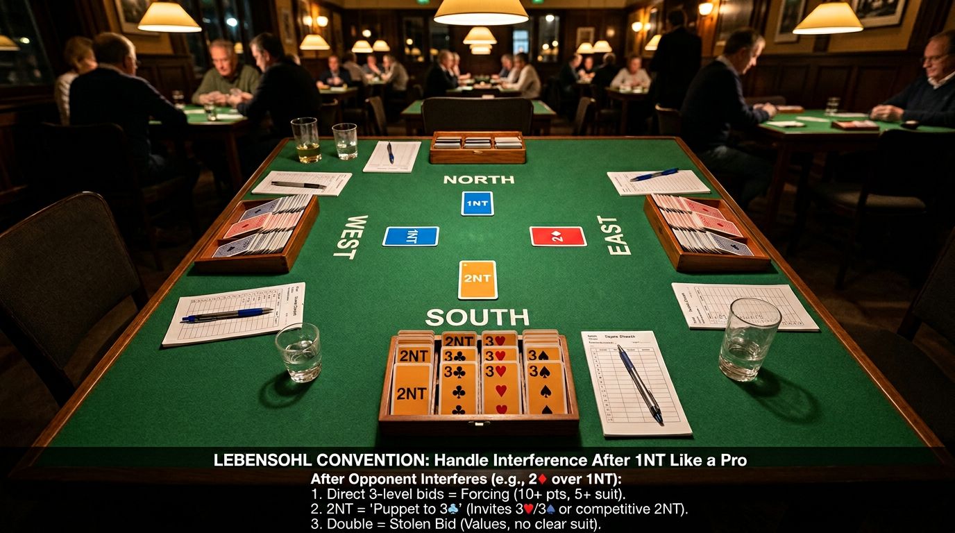 Master Lebensohl: 2NT relay after 1NT overcall or weak two interference. Differentiates invitational vs game-forcing ...