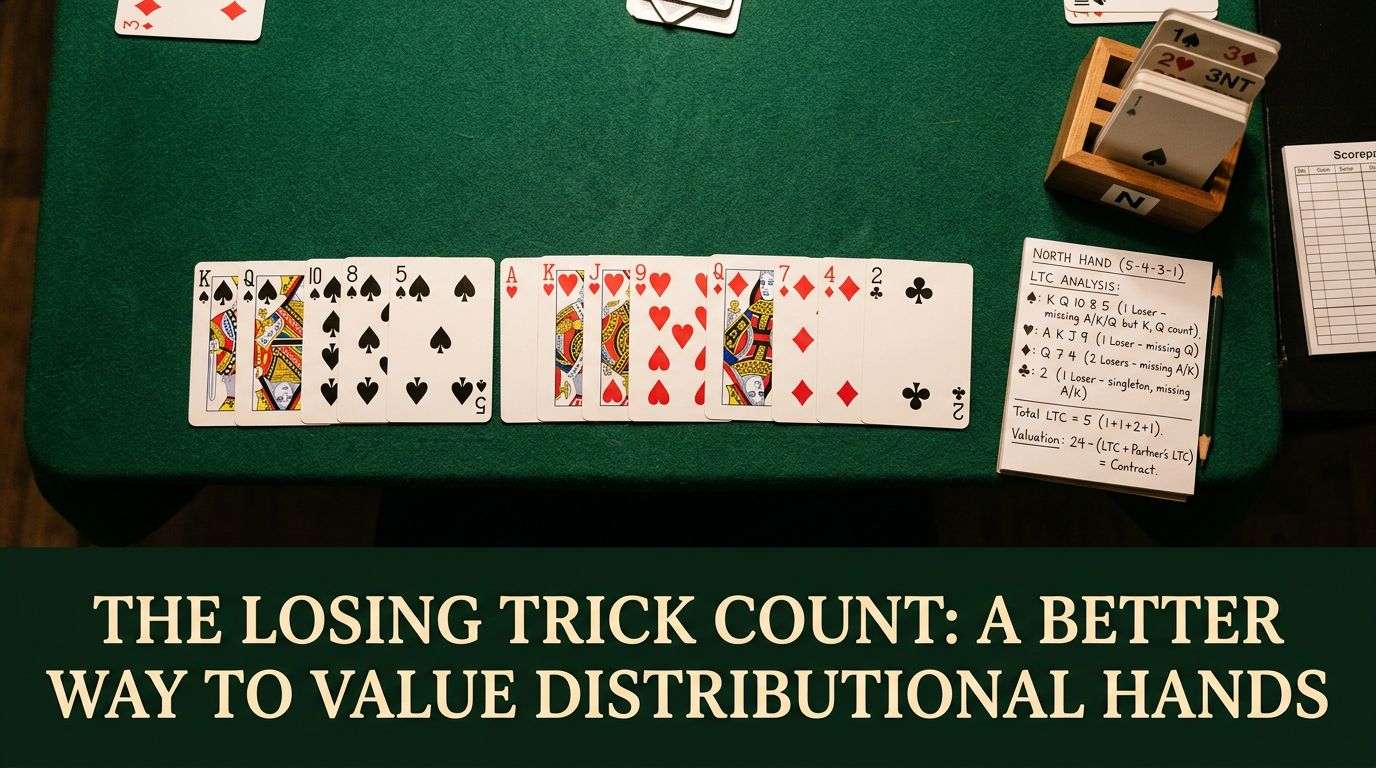Learn Losing Trick Count - hand evaluation method for suit contracts counting losers instead of HCP. Estimate tricks ...