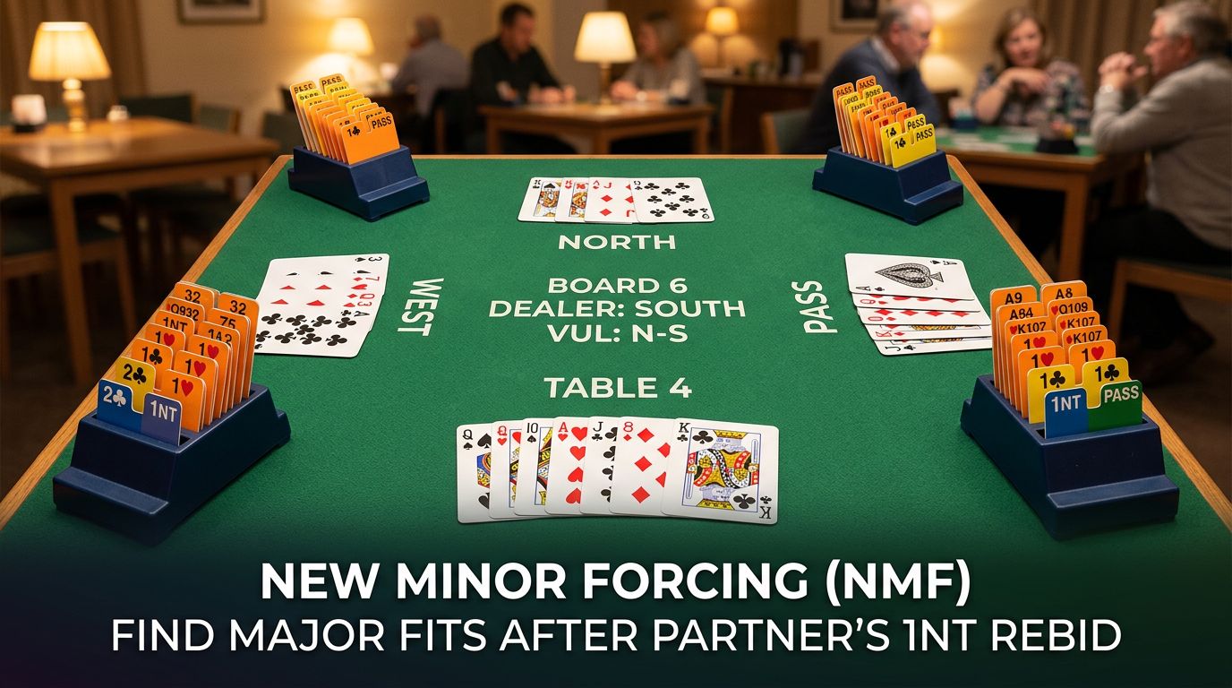 Master New Minor Forcing: bidding a new minor after openers 1NT rebid checks back for 3-card support or 4-card major....