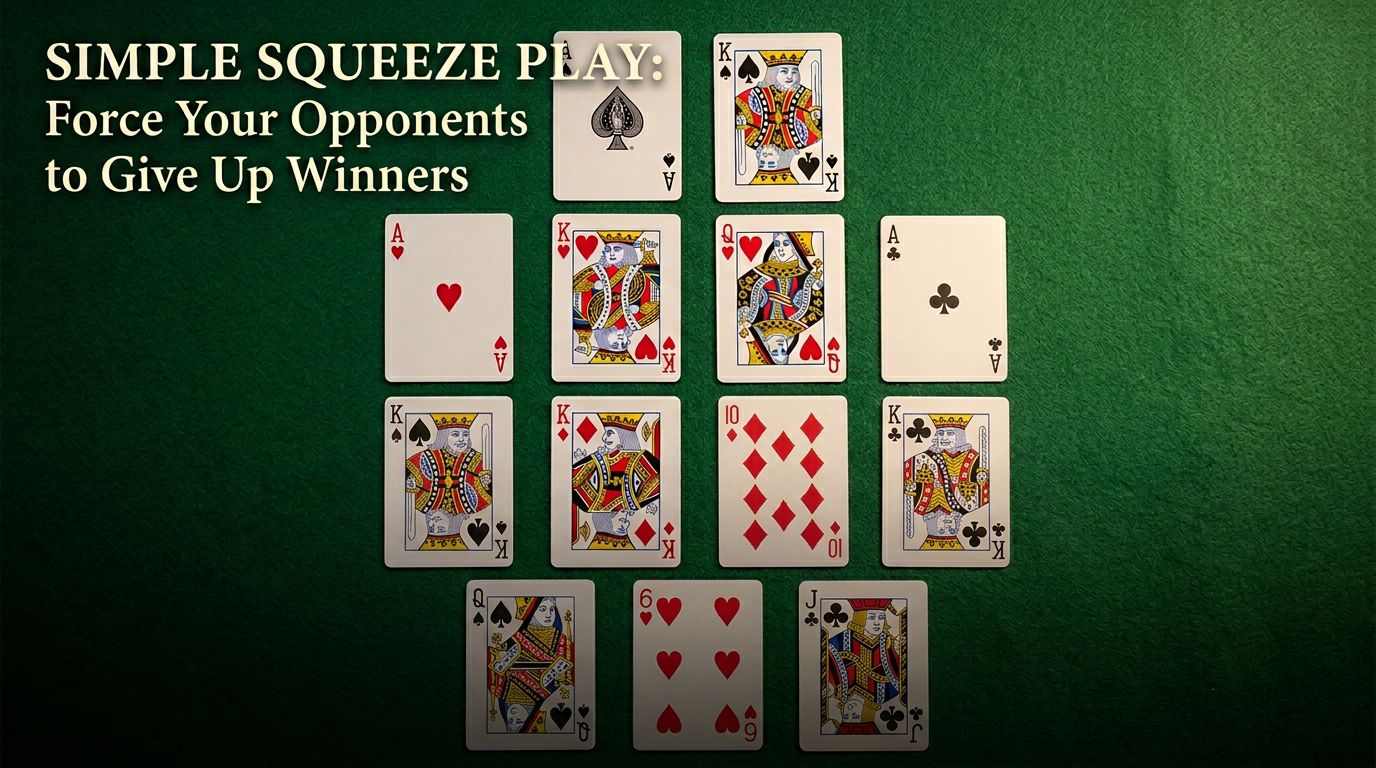 Learn how squeeze plays work in bridge. Understand the three essential elements, recognize squeeze positions at the t...