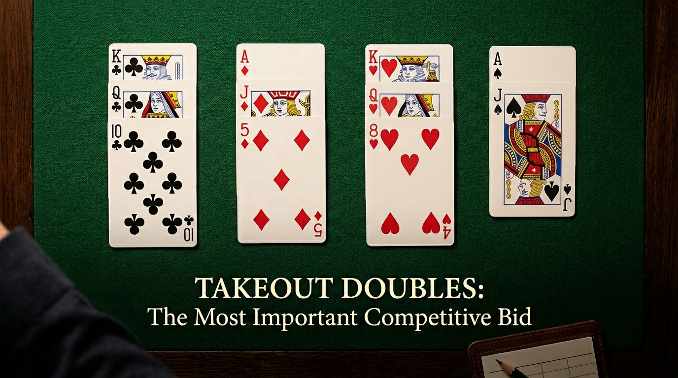 Master takeout doubles in bridge - show unbid suits and compete for the contract. Learn requirements, responses, and ...